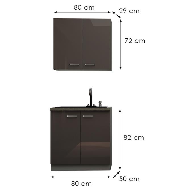 Kuchynská linka Grey 80 cm bez pracovnej dosky