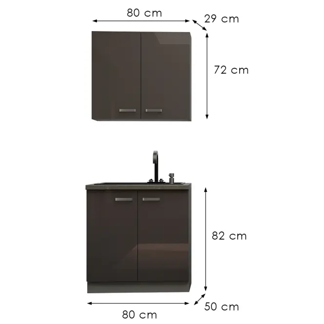 Kuchynská linka Grey 80 cm bez pracovnej dosky,3