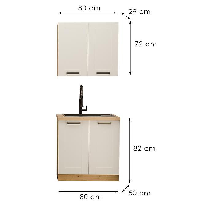 Kuchynská linka  Luna biela/artisan 80 cm bez pracovnej dosky