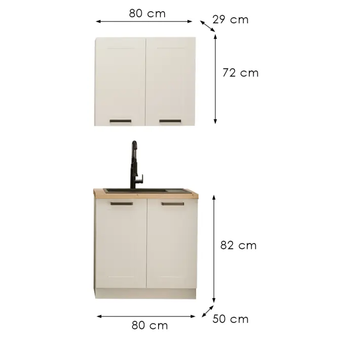 Kuchynská linka  Luna biela/biela 80 cm bez pracovnej dosky,3