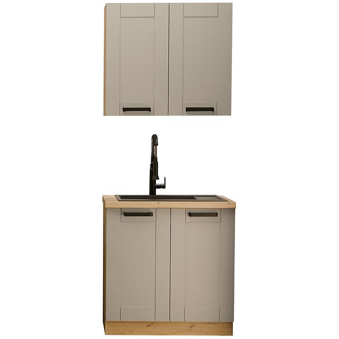 Kuchynská linka Luna Clay Grey/artisan 80 cm bez pracovnej dosky