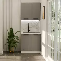 Kuchynská linka  Luna Dust grey/biela 80 cm bez pracovnej dosky