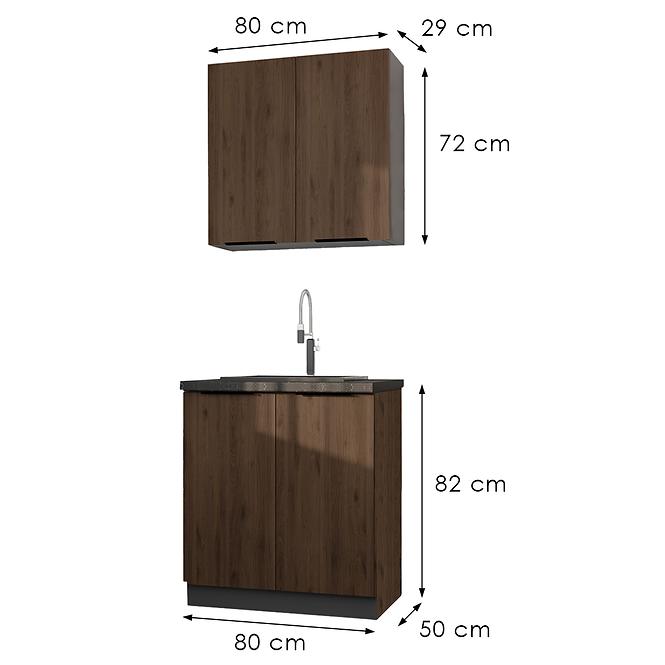 Kuchynská Linka Monza Orech Okapi 80 cm bez pracovnej dosky