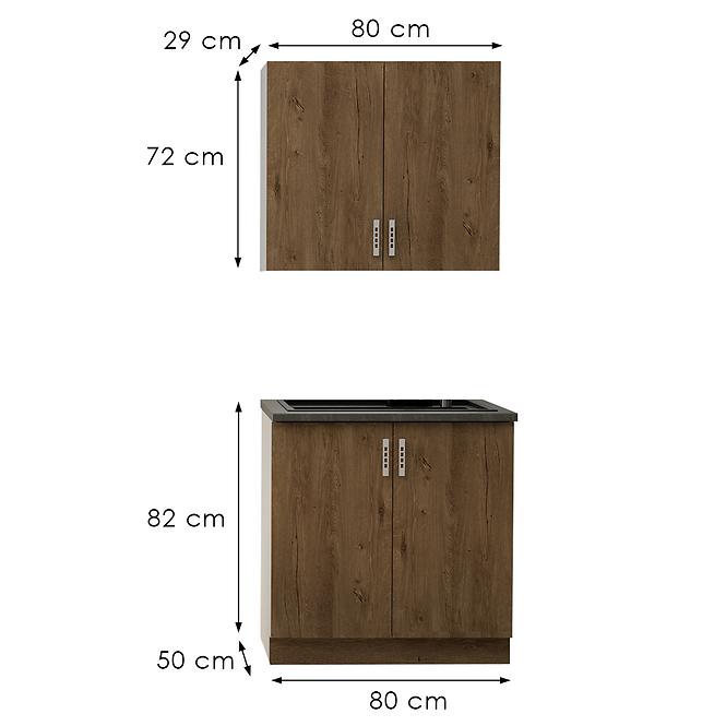 Kuchynská linka Sara dub Lefkas 80 cm bez pracovnej dosky,3