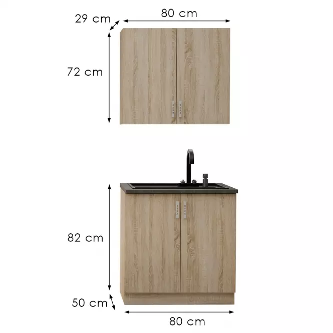 Kuchynská linka Sara Sonoma 80 cm bez pracovnej dosky