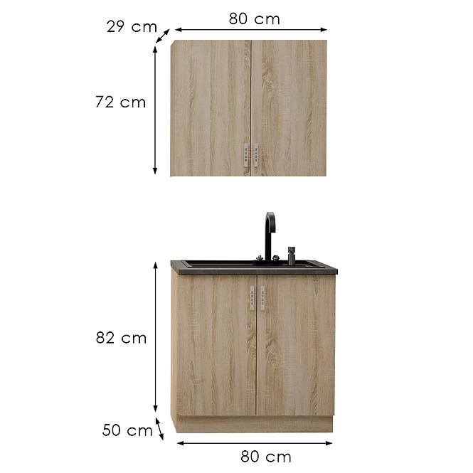 Kuchynská linka Sara Sonoma 80 cm bez pracovnej dosky,3