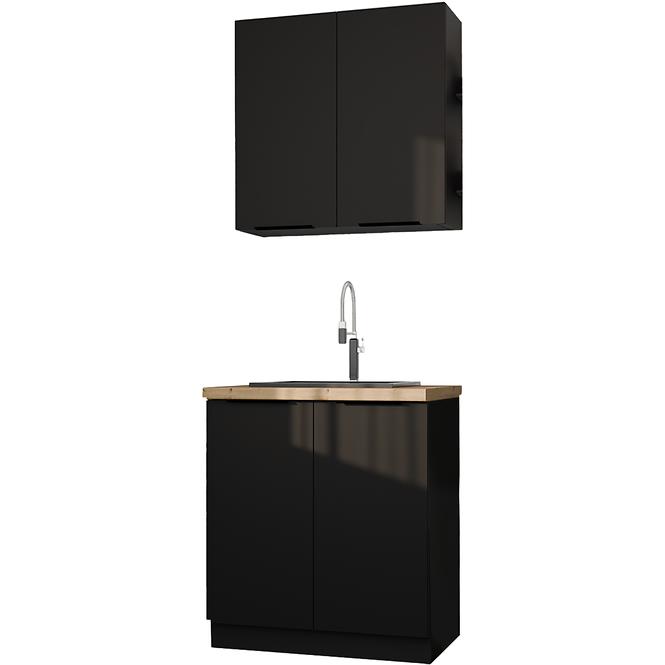 Kuchynská Linka Siena čierna matná 80 cm bez pracovnej dosky,2