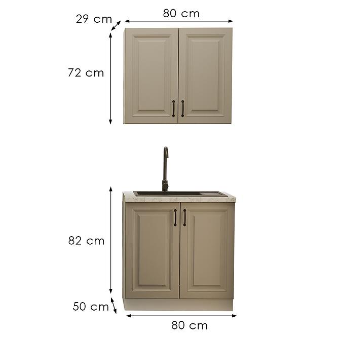 Kuchynská Linka Stilo Clay grey/biela 80cm bez pracovnej dosky