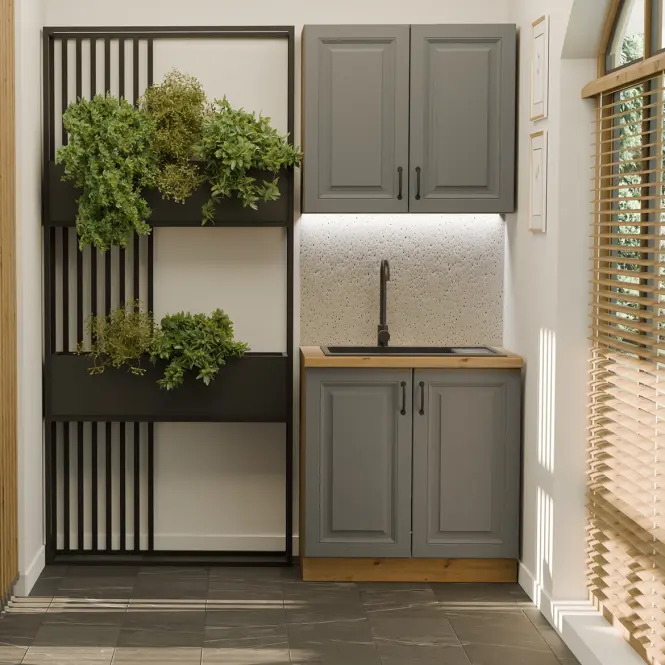 Kuchynská Linka Stilo dust grey/Artisan 80 cm bez pracovnej dosky