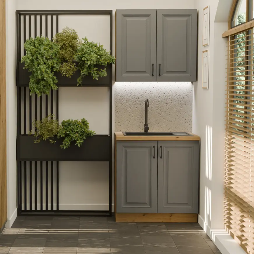 Kuchynská Linka Stilo dust grey/Artisan 80 cm bez pracovnej dosky