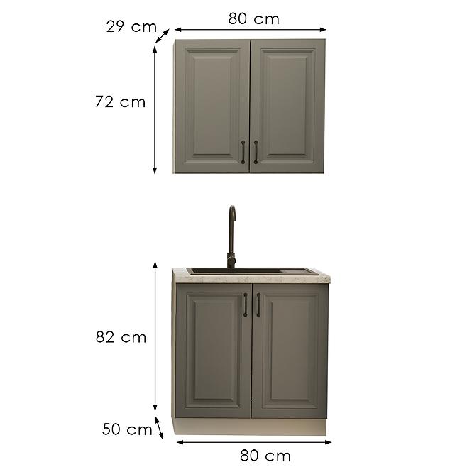 Kuchynská Linka Stilo dust grey/biela 80 cm bez pracovnej dosky