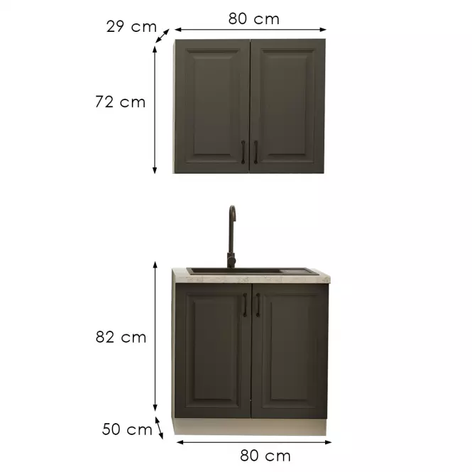 Kuchynská Linka Stilo Grafit/biela 80 cm bez pracovnej dosky