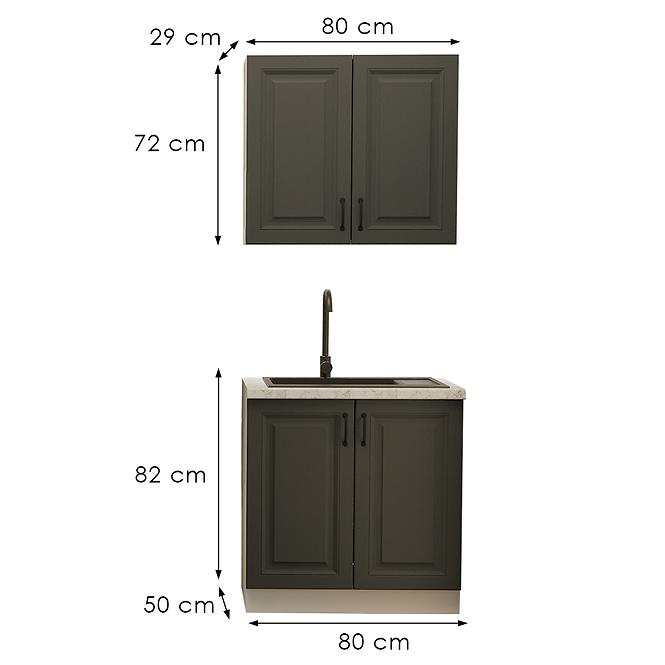 Kuchynská Linka Stilo Grafit/biela 80 cm bez pracovnej dosky