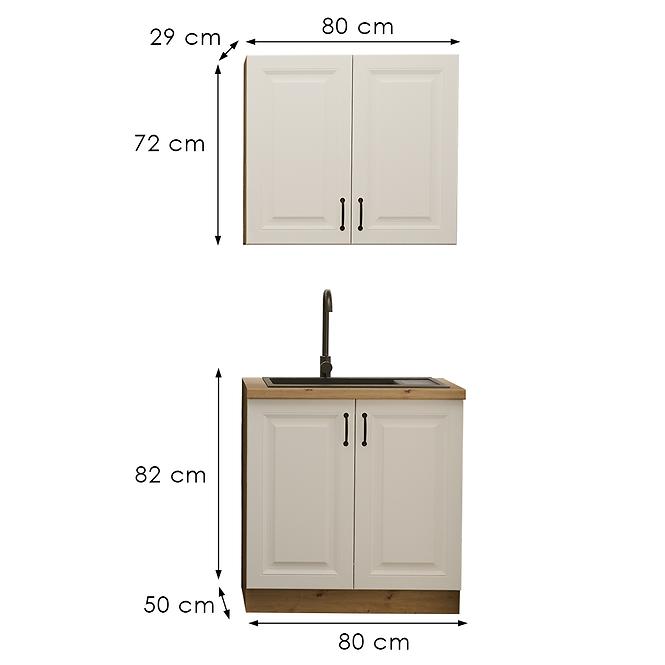 Kuchynská linka Stilo biela/Artisan 80 cm bez pracovnej dosky