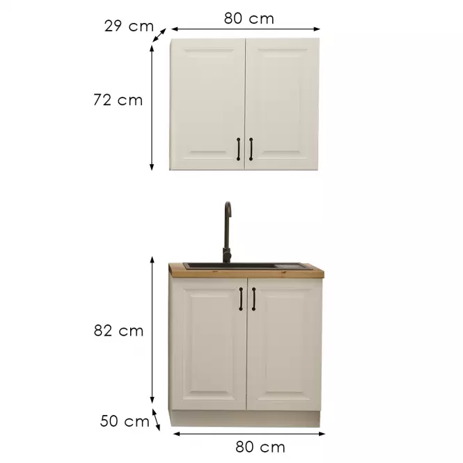 Kuchynská linka Stilo biela/biela 80 cm bez pracovnej dosky