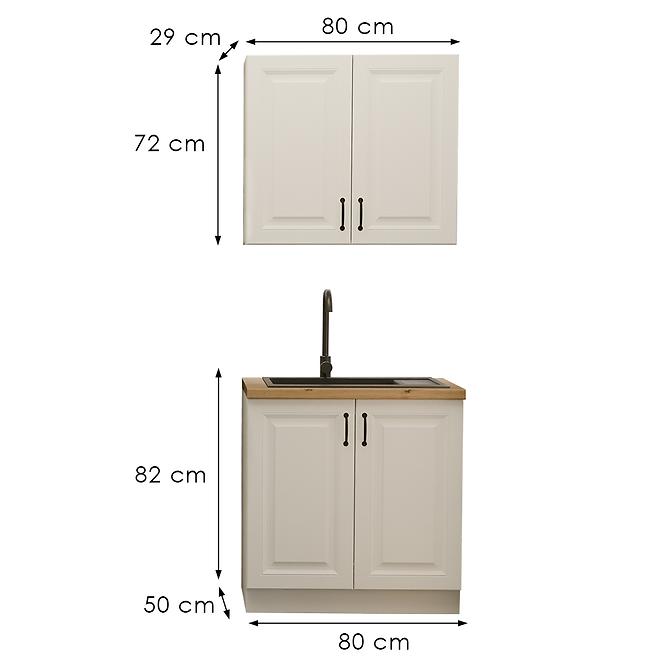 Kuchynská linka Stilo biela/biela 80 cm bez pracovnej dosky
