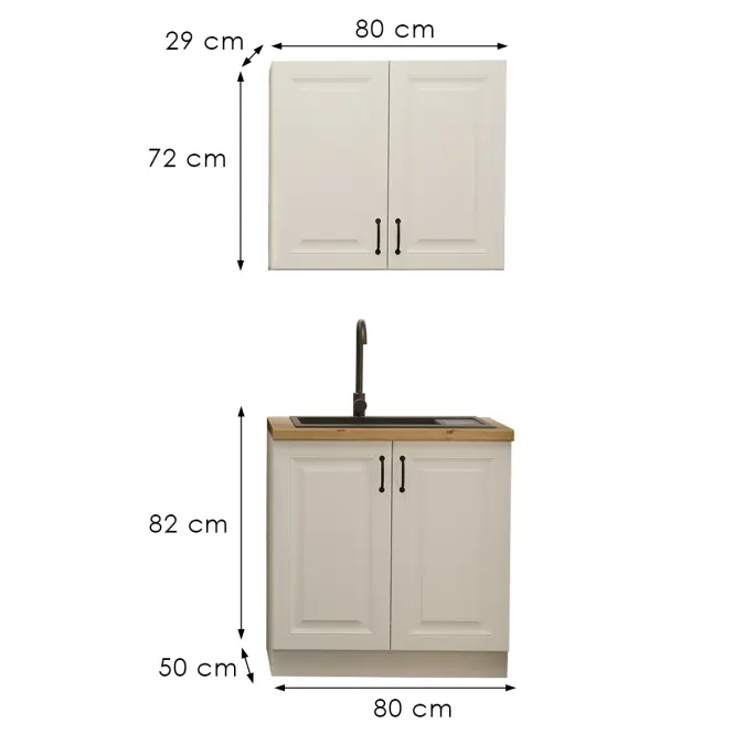 Kuchynská linka Stilo biela/biela 80 cm bez pracovnej dosky,3