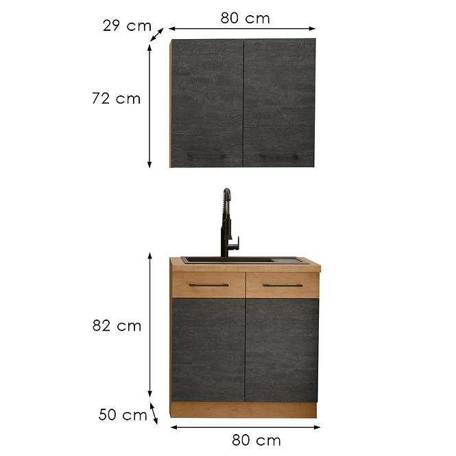 Kuchynská linka Vigo Dark 80 cm bez pracovnej dosky