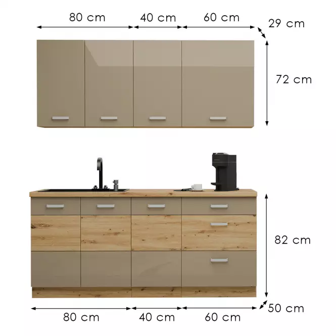 Kuchynská Linka Artisan Cappuccino 180 cm bez pracovnej dosky