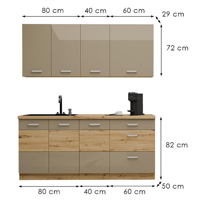 Kuchynská Linka Artisan Cappuccino 180 cm bez pracovnej dosky