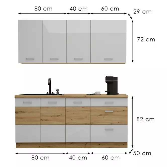 Kuchynská Linka Artisan White 180 cm bez pracovnej dosky