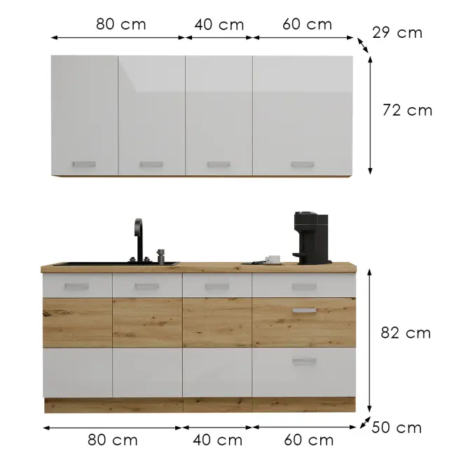 Kuchynská Linka Artisan White 180 cm bez pracovnej dosky,3