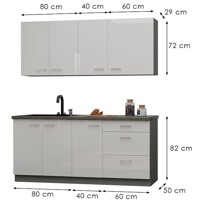 Kuchynská Linka Bianka 180 cm bez pracovnej dosky