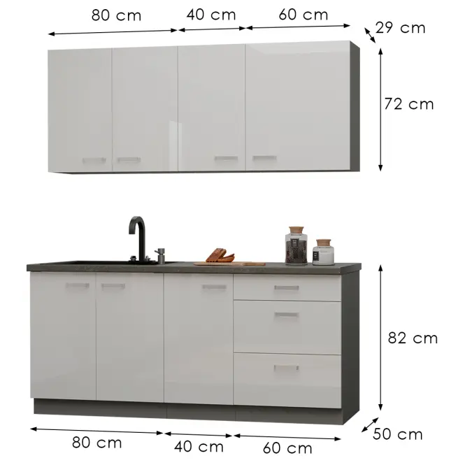 Kuchynská Linka Bianka 180 cm bez pracovnej dosky,3