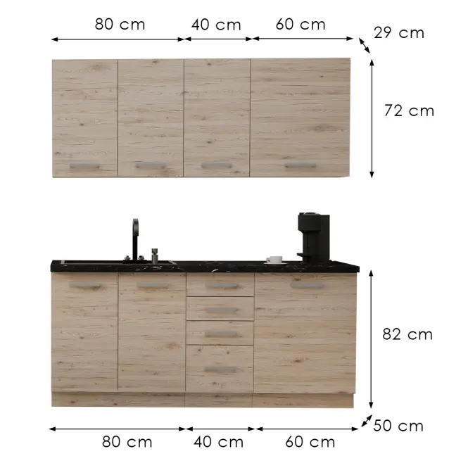 Kuchynská linka Bordeaux 180 cm bez pracovnej dosky,2