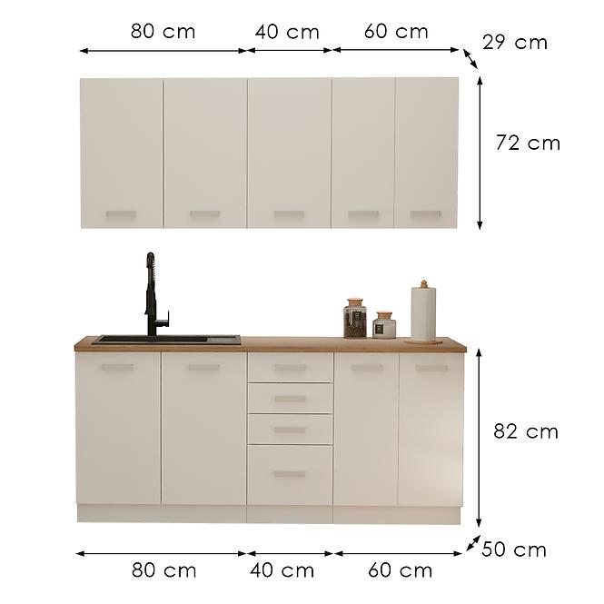 Kuchynská linka Eko White 180 cm bez pracovnej dosky