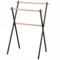 Stojan na osušky Nn6195 59x40x87cm čierny/bambus