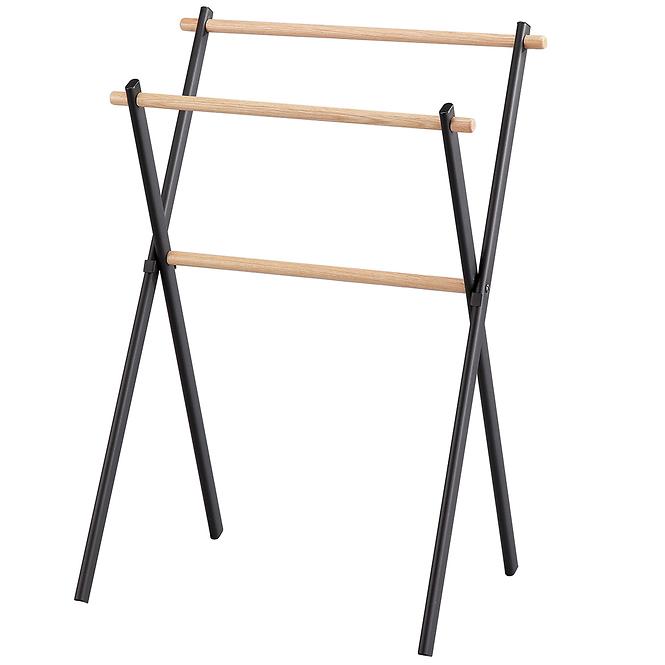 Stojan na osušky Nn6195 59x40x87cm čierny/bambus