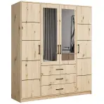 Skriňa Belluno 200 cm so zrkadlom – artisan, štvordverová, zásuvky