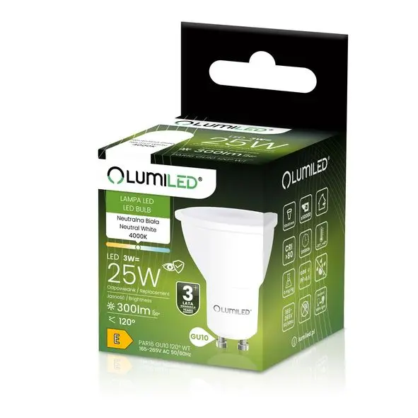 Žiarovka Lumiled LED GU10 3W 120ST. NB