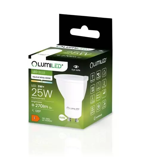 Žiarovka Lumiled LED GU10 3W 270LM 120ST. NB,7