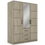 Skriňa Bollate 3 150 cm so zrkadlom – sonoma, trojdverová, zásuvky