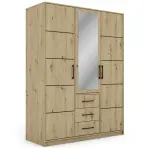 Skriňa Bollate 3 150 cm so zrkadlom – artisan, trojdverová, zásuvky