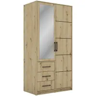 Skriňa Bollate 2 100 cm so zrkadlom – artisan, dvojdverová, zásuvky