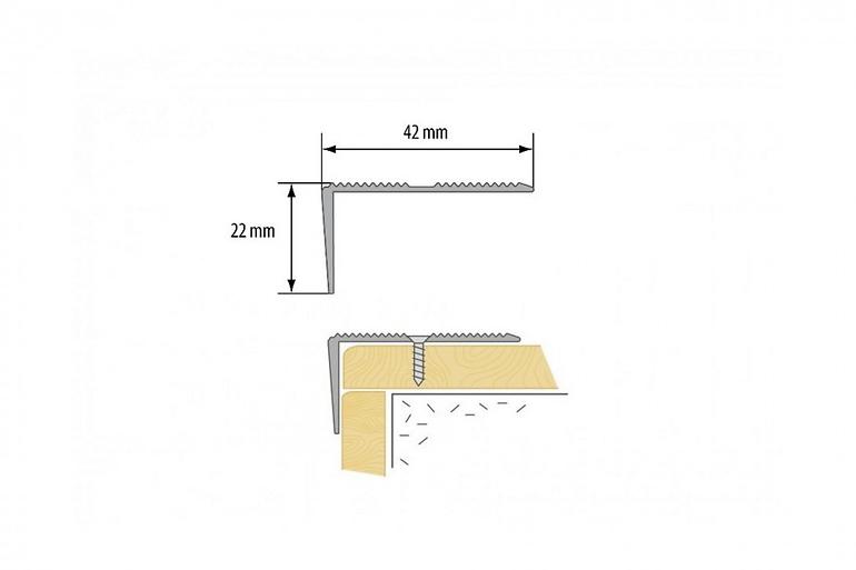 Schodiskový profil s drážkou LSSR 42X22 2,0m strieborný,3