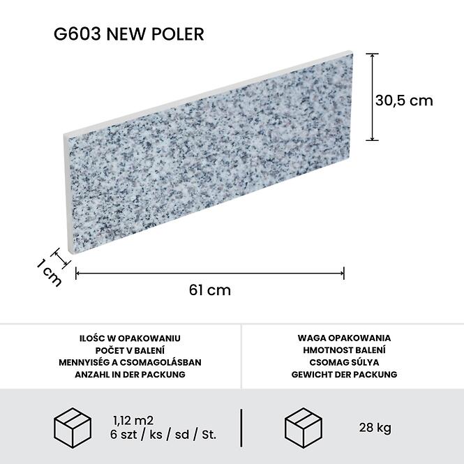 Dlažba granit grey g603 30,5x61x1cm leštený