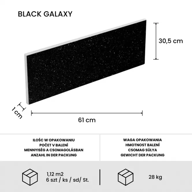 Dlažba Granit Black Galaxy 30.5X61X1  Leštený