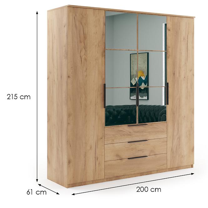 Skriňa Florencja craft zlatý 200x215