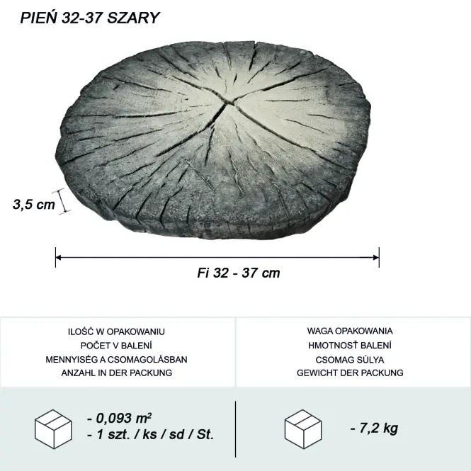 Nášľapný kameň 32-37 cm sivý