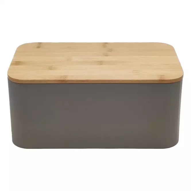 Chlebník s bambusovým vekom taupe FTC1898 30x18x13 cm,2