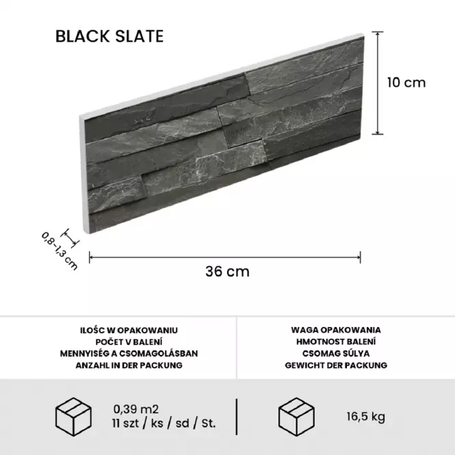 Prírodny Obkladový Kameň Black Slate Stackstone