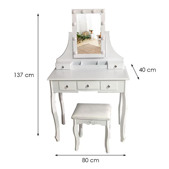Toaletný stolík + Taburetka Sylvia 9511 biela,2