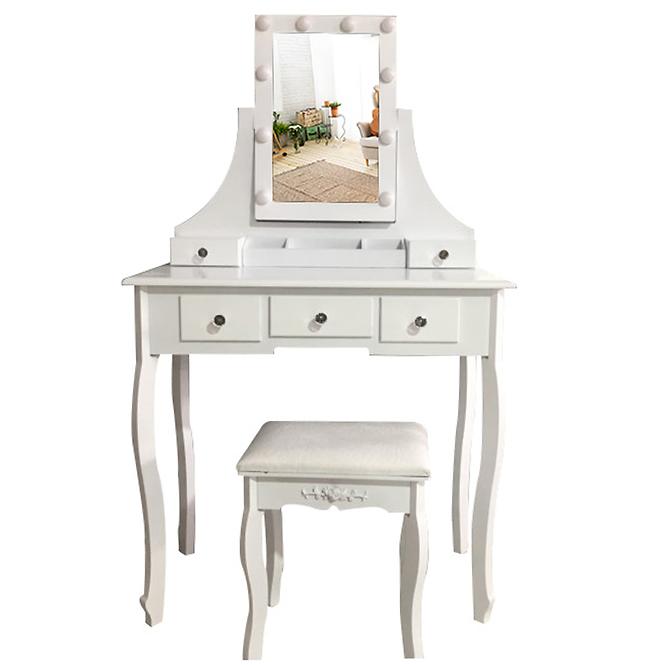 Toaletný stolík + Taburetka Sylvia 9511 biela,3