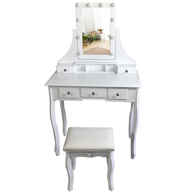 Toaletný stolík + Taburetka Sylvia 9511 biela,4