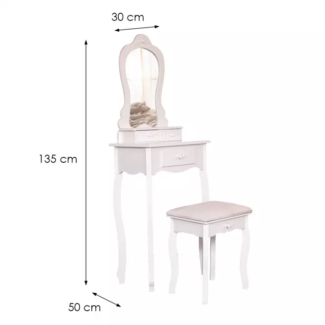 Toaletný stolík + Taburetka Sylvia 012 9512 biela