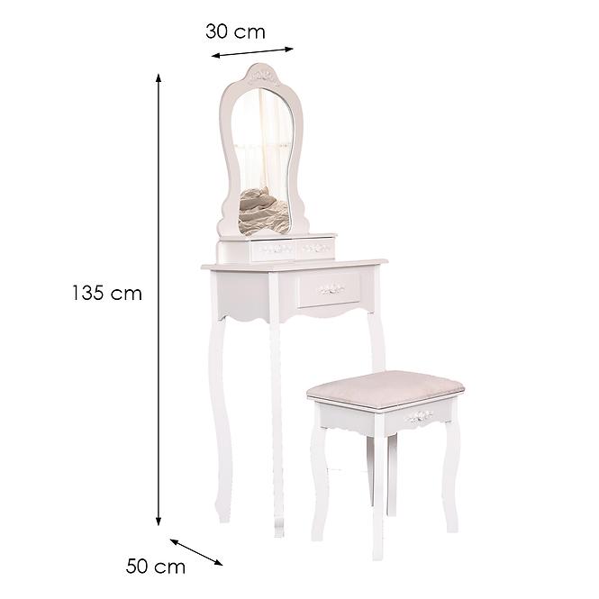 Toaletný stolík + Taburetka Sylvia 012 9512 biela,2